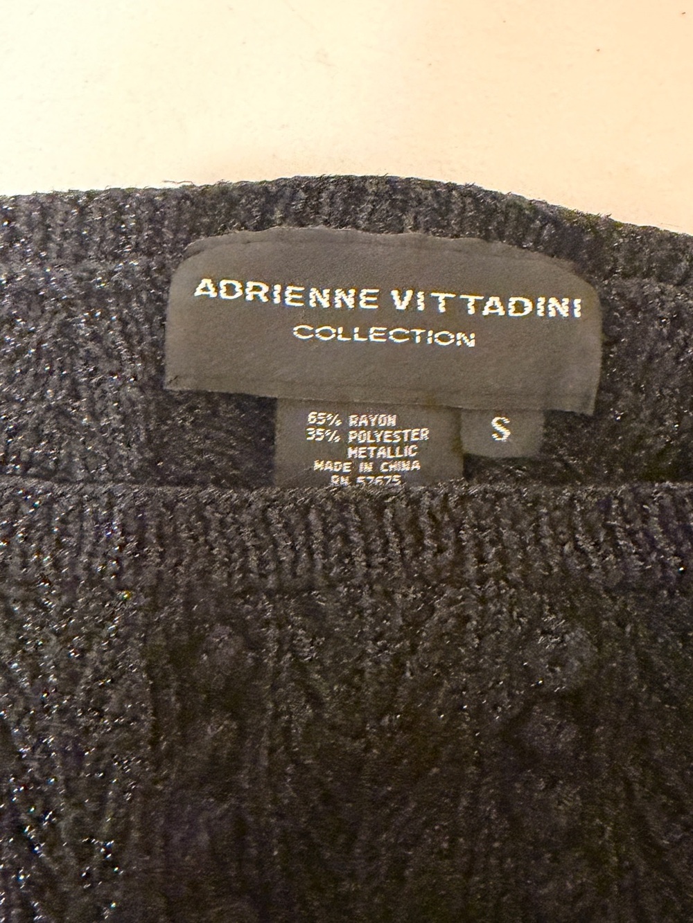 Adrienne Vittadini Black Metallic Crew Neck Sweater